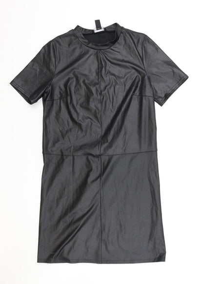 New Look Womens Black Viscose A-Line Size 8 Round Neck Pullover