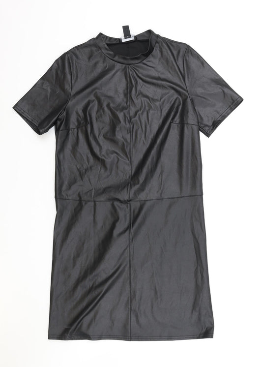 New Look Womens Black Viscose A-Line Size 8 Round Neck Pullover