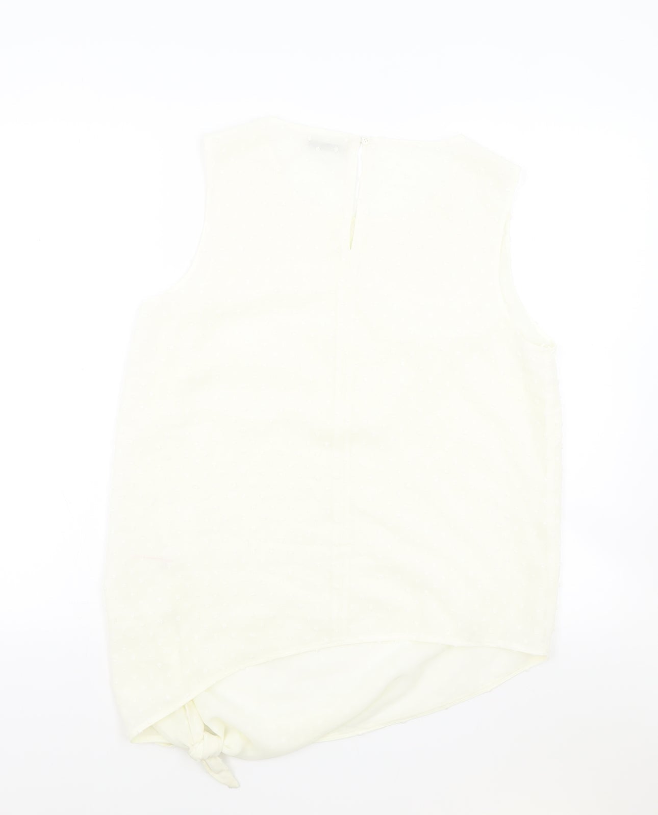 TU Womens Ivory Polyester Basic Blouse Size 12 Round Neck