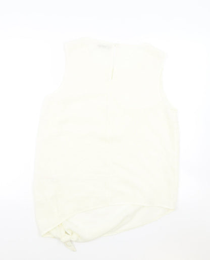 TU Womens Ivory Polyester Basic Blouse Size 12 Round Neck