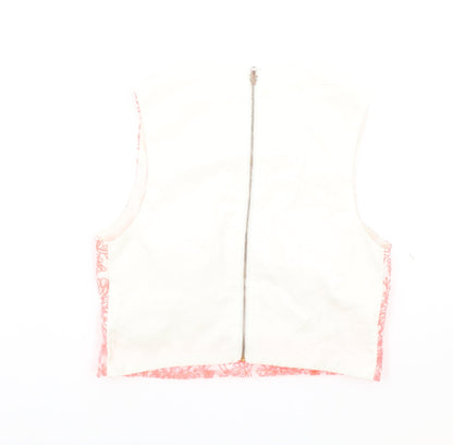 Paint It Red Womens Pink Geometric Polyester Cropped Tank Size XS Round Neck