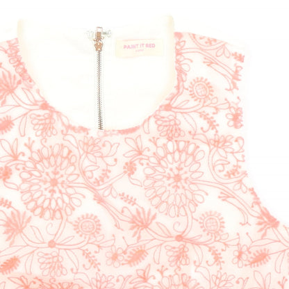 Paint It Red Womens Pink Geometric Polyester Cropped Tank Size XS Round Neck