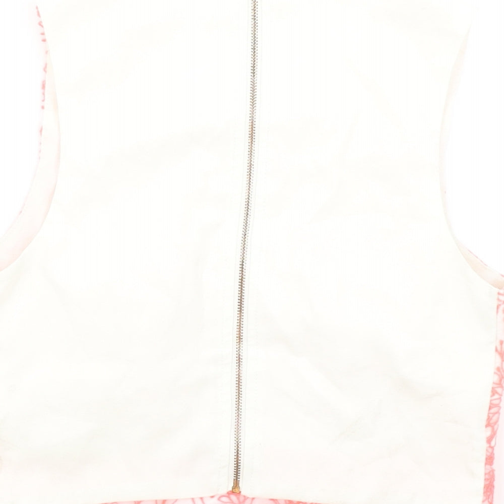 Paint It Red Womens Pink Geometric Polyester Cropped Tank Size XS Round Neck