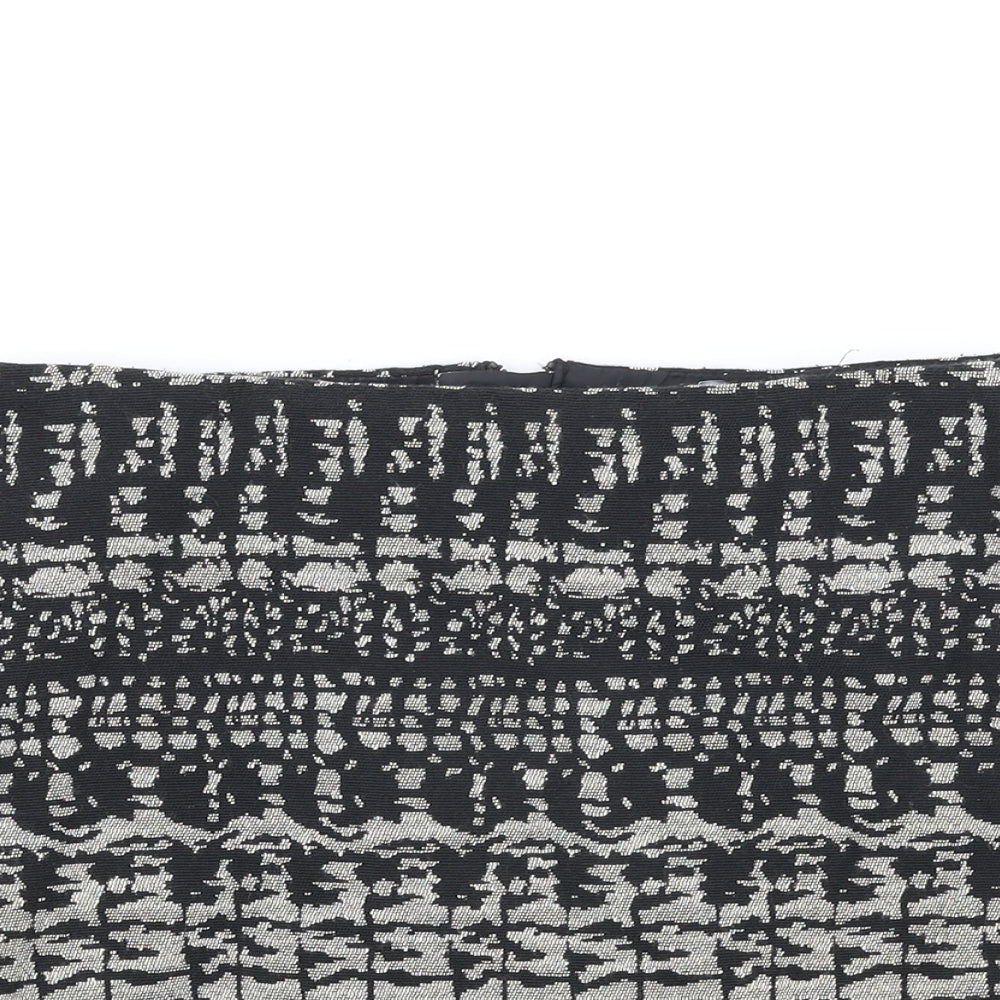 Marks and Spencer Womens Black Geometric Cotton Bandage Skirt Size 8 Zip