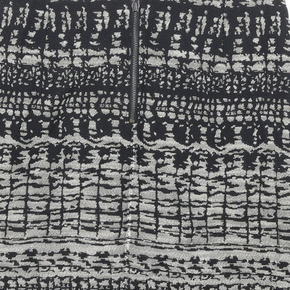 Marks and Spencer Womens Black Geometric Cotton Bandage Skirt Size 8 Zip