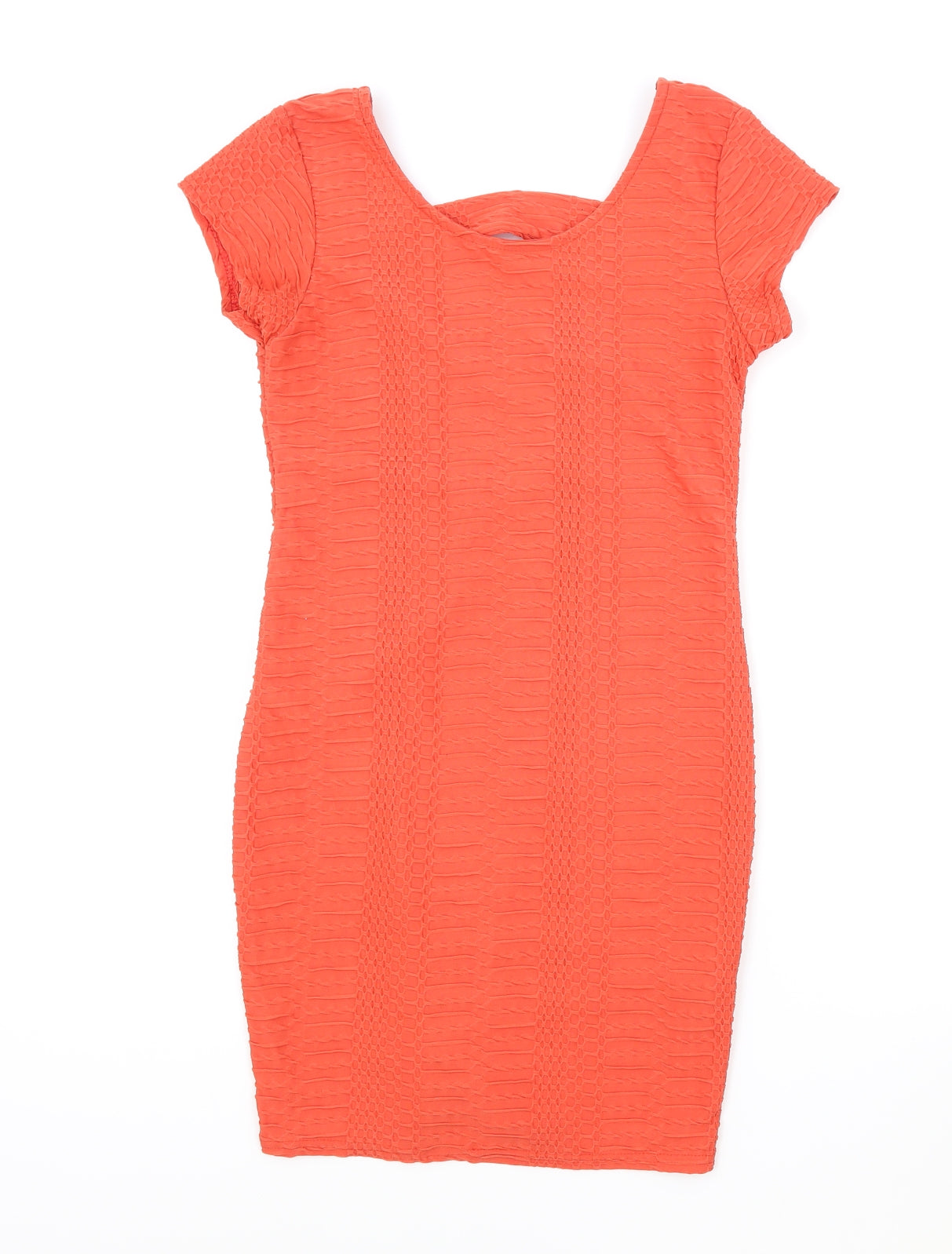 Cameo Rose Womens Orange Viscose Bodycon Size 12 Scoop Neck Pullover