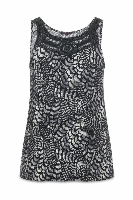 Lila Womens Grey Geometric Viscose A-Line Size 12 Scoop Neck Pullover