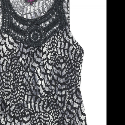 Lila Womens Grey Geometric Viscose A-Line Size 12 Scoop Neck Pullover