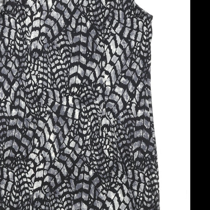 Lila Womens Grey Geometric Viscose A-Line Size 12 Scoop Neck Pullover