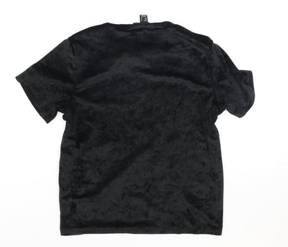 Atmosphere Womens Black Polyester Basic T-Shirt Size 8 Round Neck