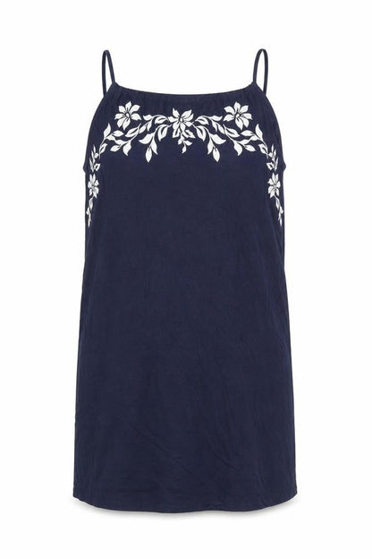 AKH Womens Blue Floral Polyester Slip Dress One Size Square Neck Pullover