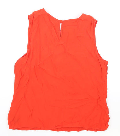 F&F Womens Red Viscose Basic Tank Size 12 Round Neck