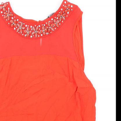 F&F Womens Red Viscose Basic Tank Size 12 Round Neck