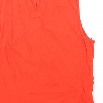 F&F Womens Red Viscose Basic Tank Size 12 Round Neck