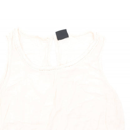 VILA Womens Pink Viscose Basic Tank Size S Round Neck - Lace Detail