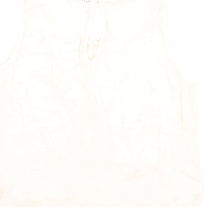 VILA Womens Pink Viscose Basic Tank Size S Round Neck - Lace Detail