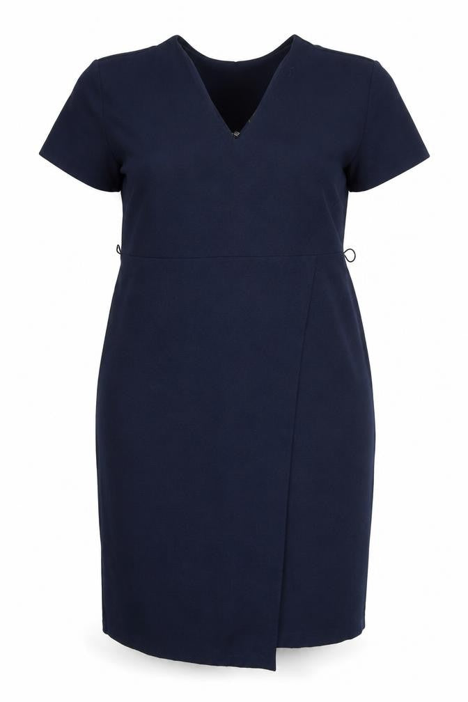 Marks and Spencer Womens Blue Polyester A-Line Size 14 V-Neck Zip