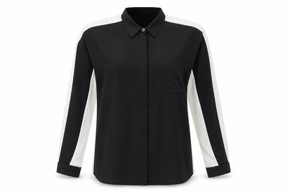 Cortefiel Womens Black Geometric Viscose Basic Button-Up Size XL V-Neck