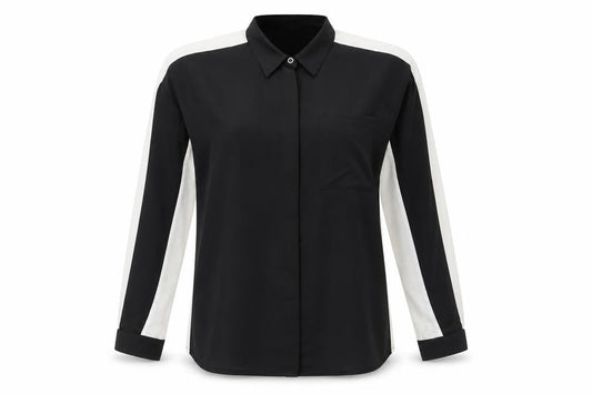 Cortefiel Womens Black Geometric Viscose Basic Button-Up Size XL V-Neck