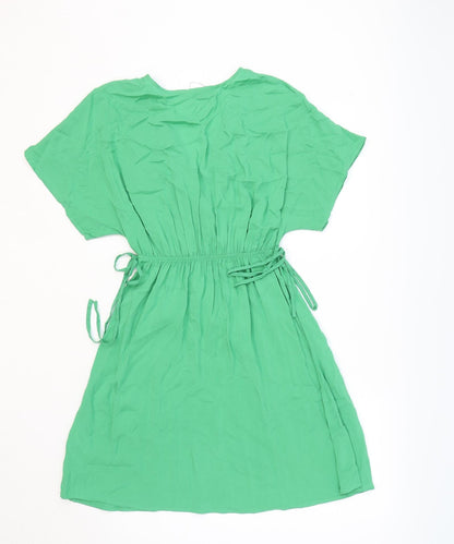 Marks and Spencer Womens Green Viscose Fit & Flare Size 6 V-Neck Pullover