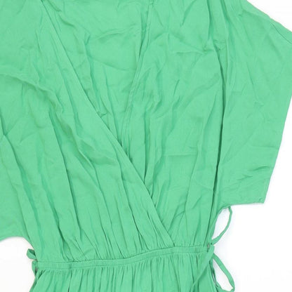 Marks and Spencer Womens Green Viscose Fit & Flare Size 6 V-Neck Pullover
