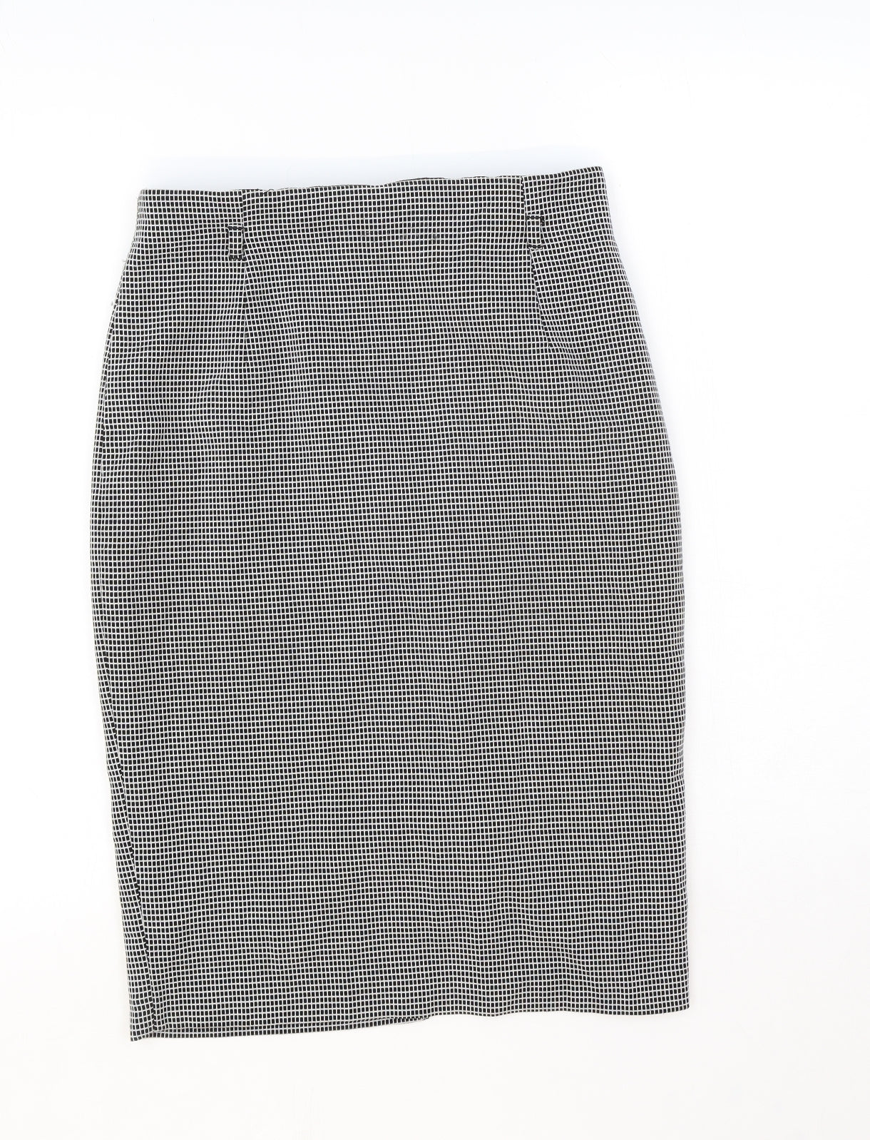 Marks and Spencer Womens Black Geometric Polyester Straight & Pencil Skirt Size 8 Zip