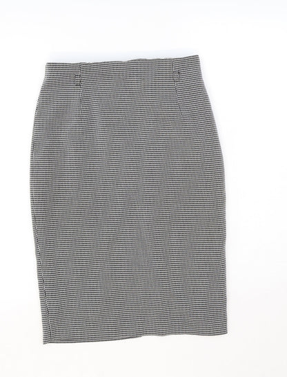 Marks and Spencer Womens Black Geometric Polyester Straight & Pencil Skirt Size 8 Zip