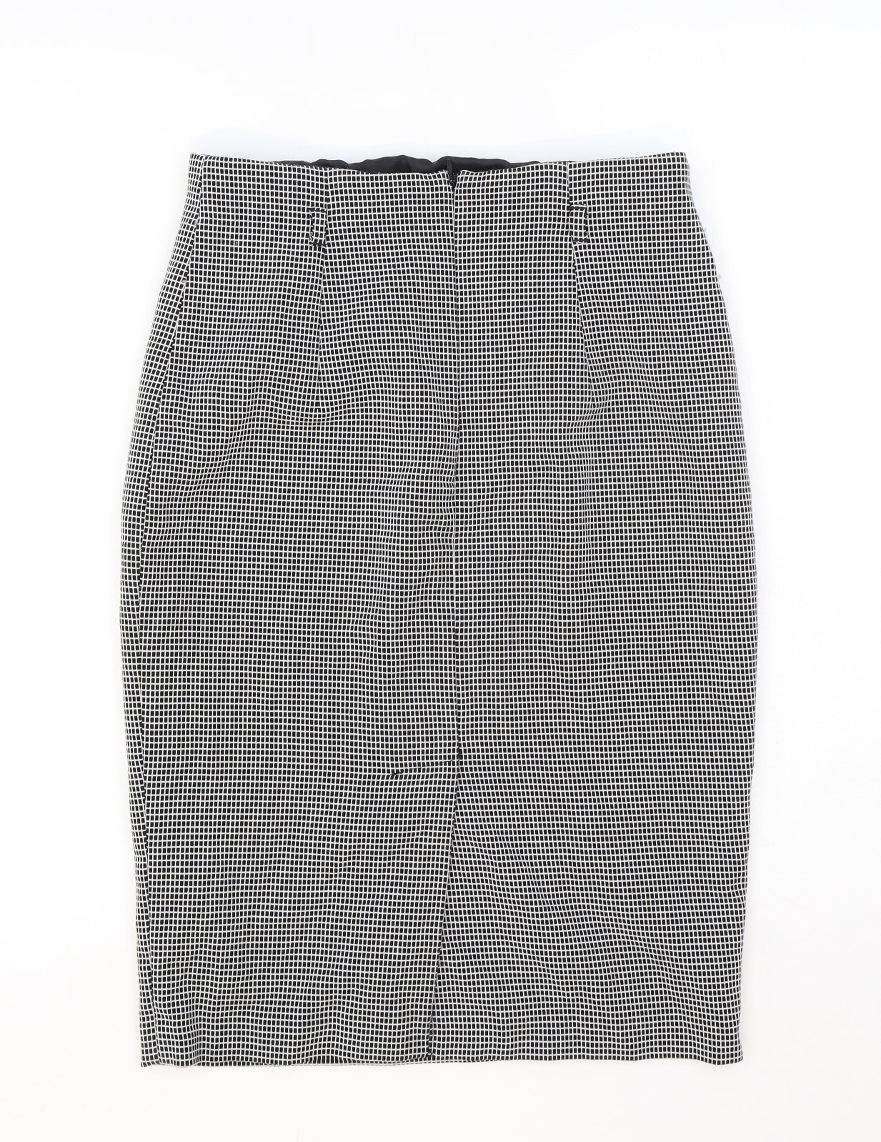 Marks and Spencer Womens Black Geometric Polyester Straight & Pencil Skirt Size 8 Zip
