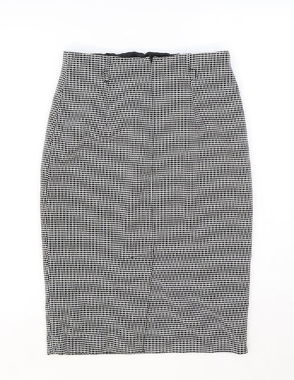 Marks and Spencer Womens Black Geometric Polyester Straight & Pencil Skirt Size 8 Zip