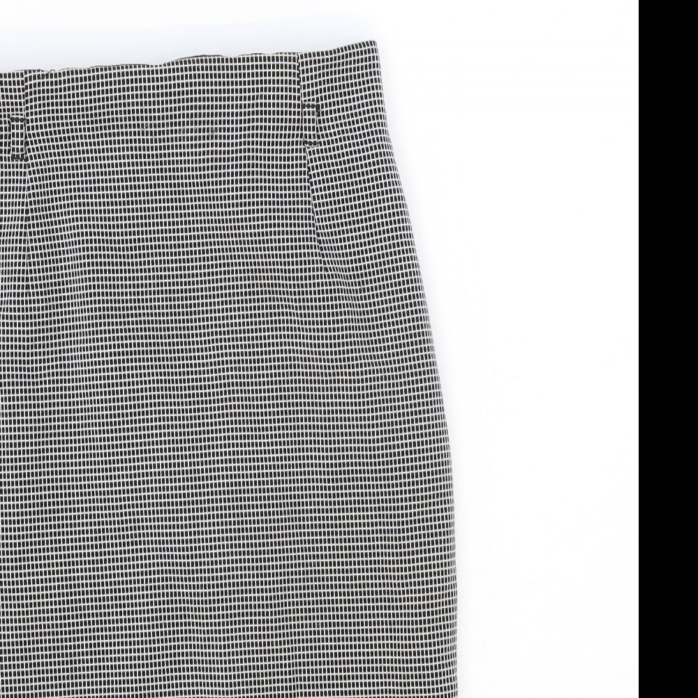 Marks and Spencer Womens Black Geometric Polyester Straight & Pencil Skirt Size 8 Zip