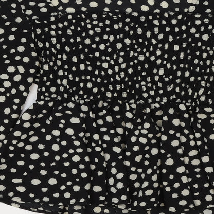 SheIn Womens Black Animal Print Polyester Basic Blouse Size S Round Neck - Dalmatian Print