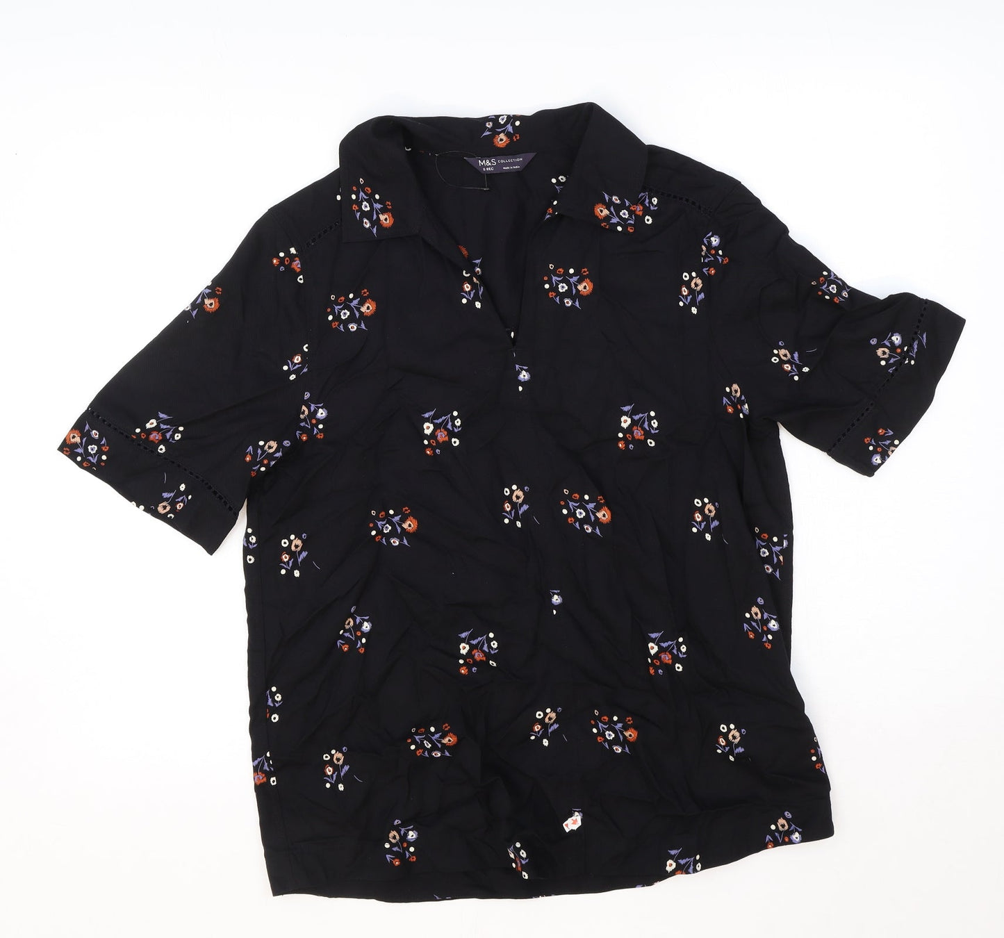 Womens UK Size 8 Marks and Spencer Black Basic Blouse