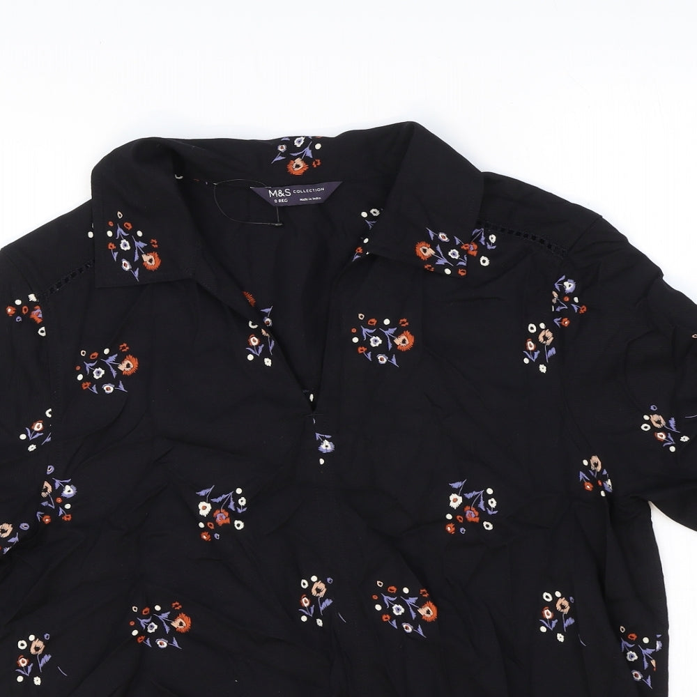 Womens UK Size 8 Marks and Spencer Black Basic Blouse