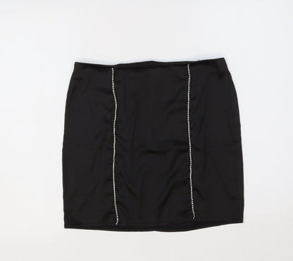 Boohoo Womens Black Polyester Straight & Pencil Skirt Size 12 Zip
