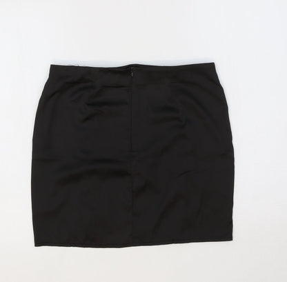 Boohoo Womens Black Polyester Straight & Pencil Skirt Size 12 Zip
