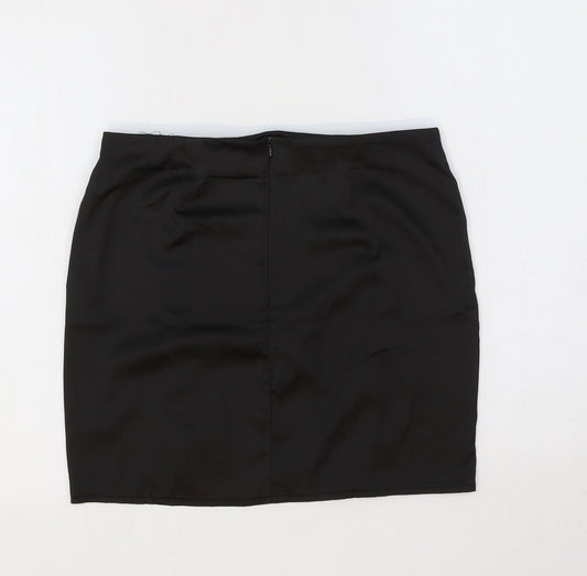 Boohoo Womens Black Polyester Straight & Pencil Skirt Size 12 Zip