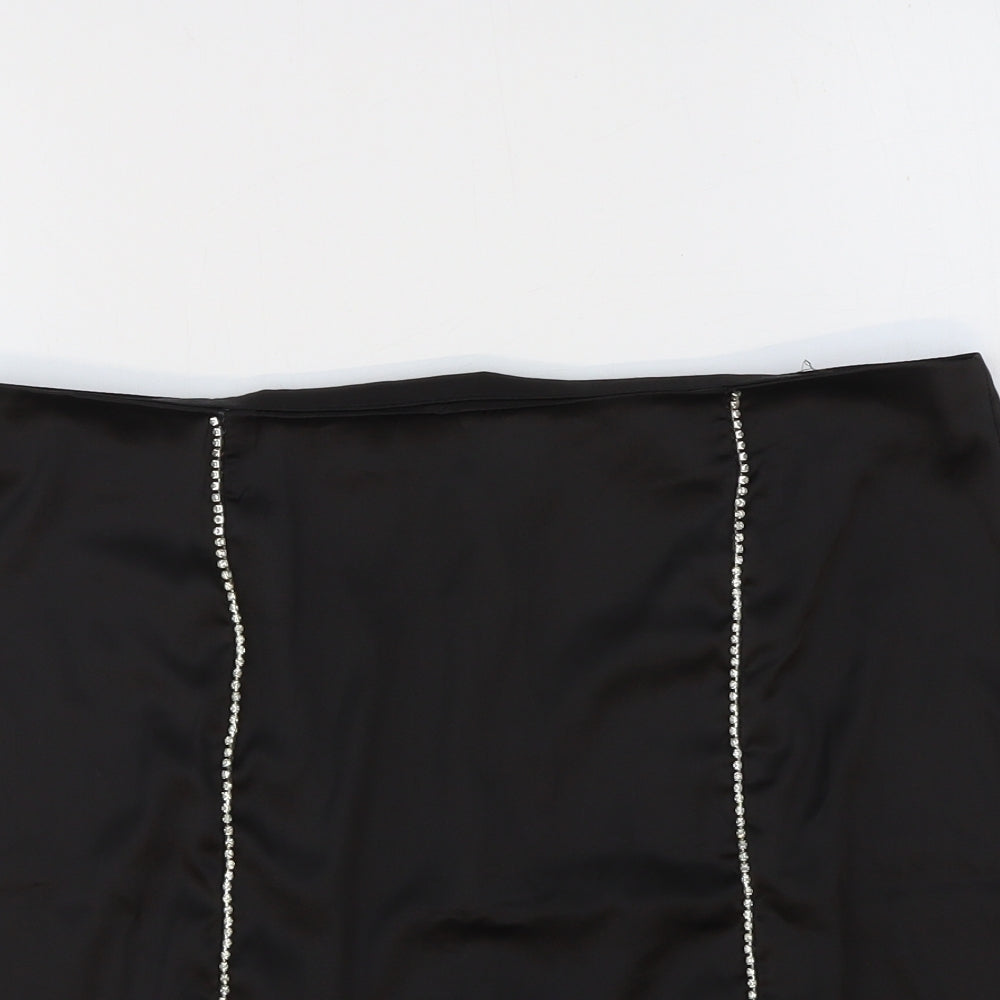 Boohoo Womens Black Polyester Straight & Pencil Skirt Size 12 Zip