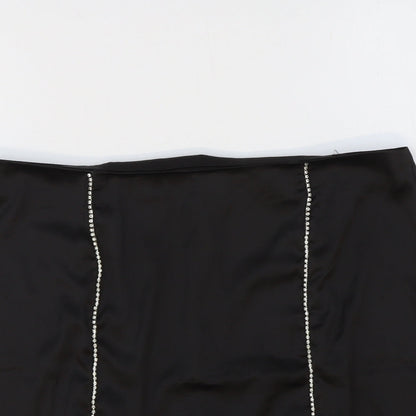 Boohoo Womens Black Polyester Straight & Pencil Skirt Size 12 Zip