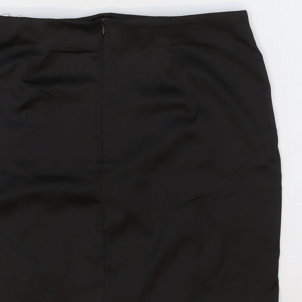 Boohoo Womens Black Polyester Straight & Pencil Skirt Size 12 Zip