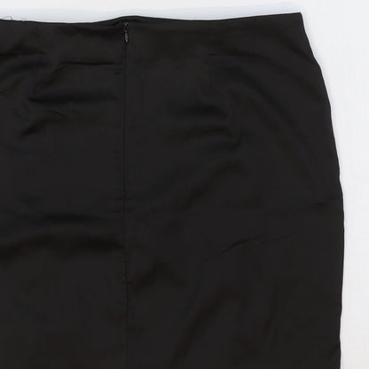 Boohoo Womens Black Polyester Straight & Pencil Skirt Size 12 Zip