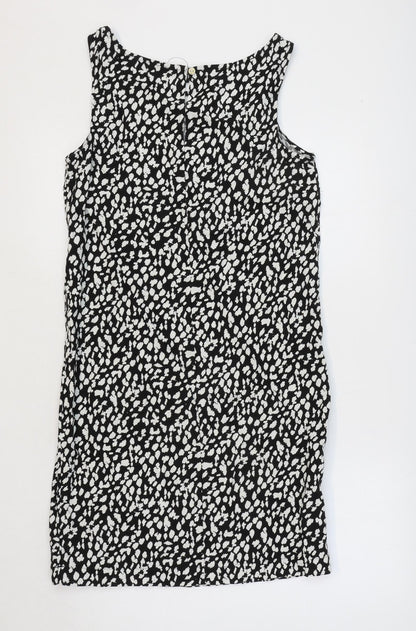 Marks and Spencer Womens Clear Geometric Flax A-Line Size 6 Round Neck Button