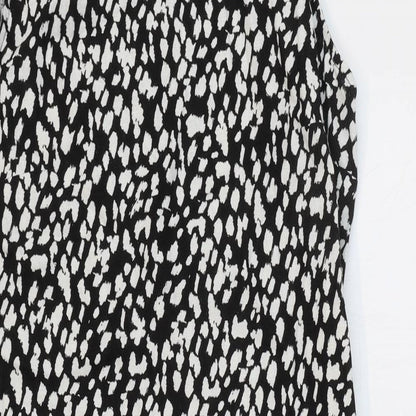 Marks and Spencer Womens Clear Geometric Flax A-Line Size 6 Round Neck Button