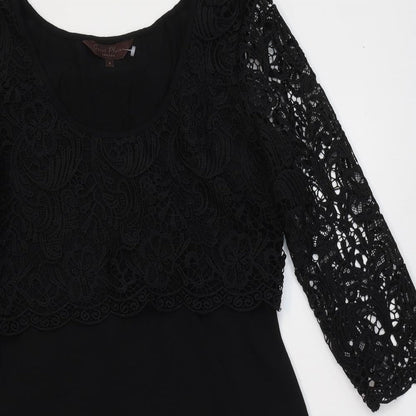 Great Plains Womens Black Polyester A-Line Size S Round Neck Pullover