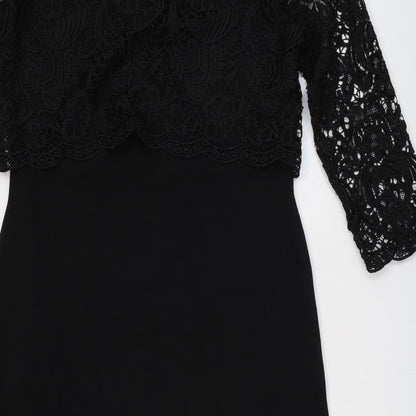 Great Plains Womens Black Polyester A-Line Size S Round Neck Pullover