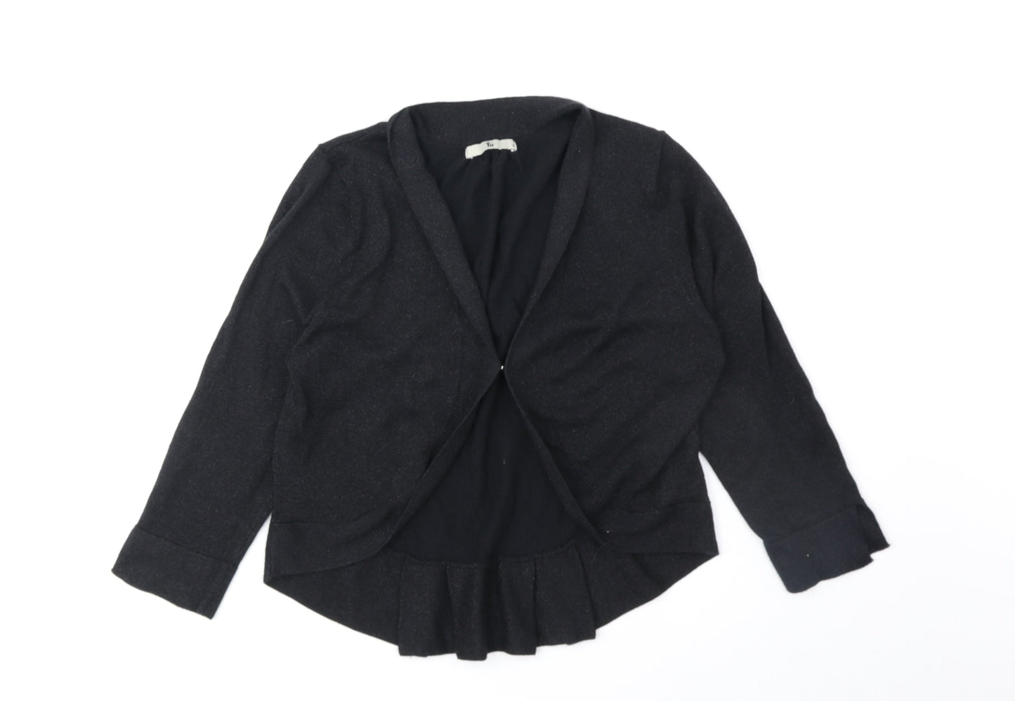 TU Womens Black V-Neck Cotton Cardigan Jumper Size 8