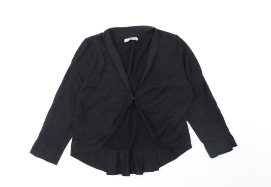 TU Womens Black V-Neck Cotton Cardigan Jumper Size 8