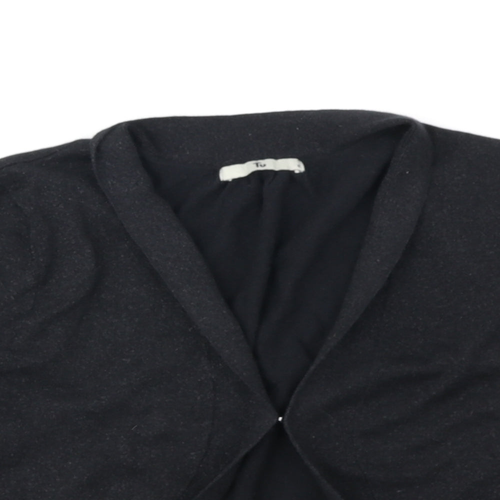 TU Womens Black V-Neck Cotton Cardigan Jumper Size 8