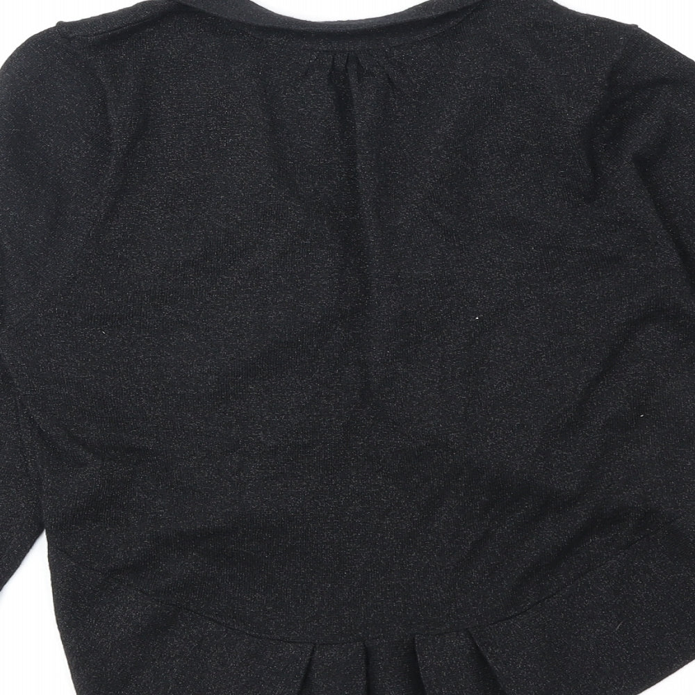 TU Womens Black V-Neck Cotton Cardigan Jumper Size 8