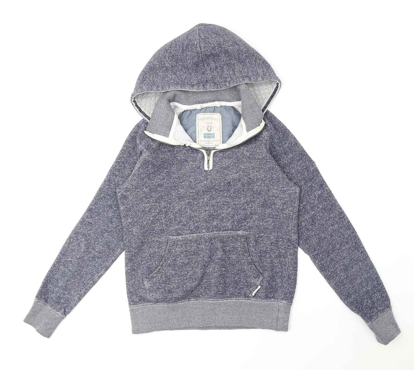 Horseware Womens Blue Cotton Pullover Hoodie Size 2XS Zip