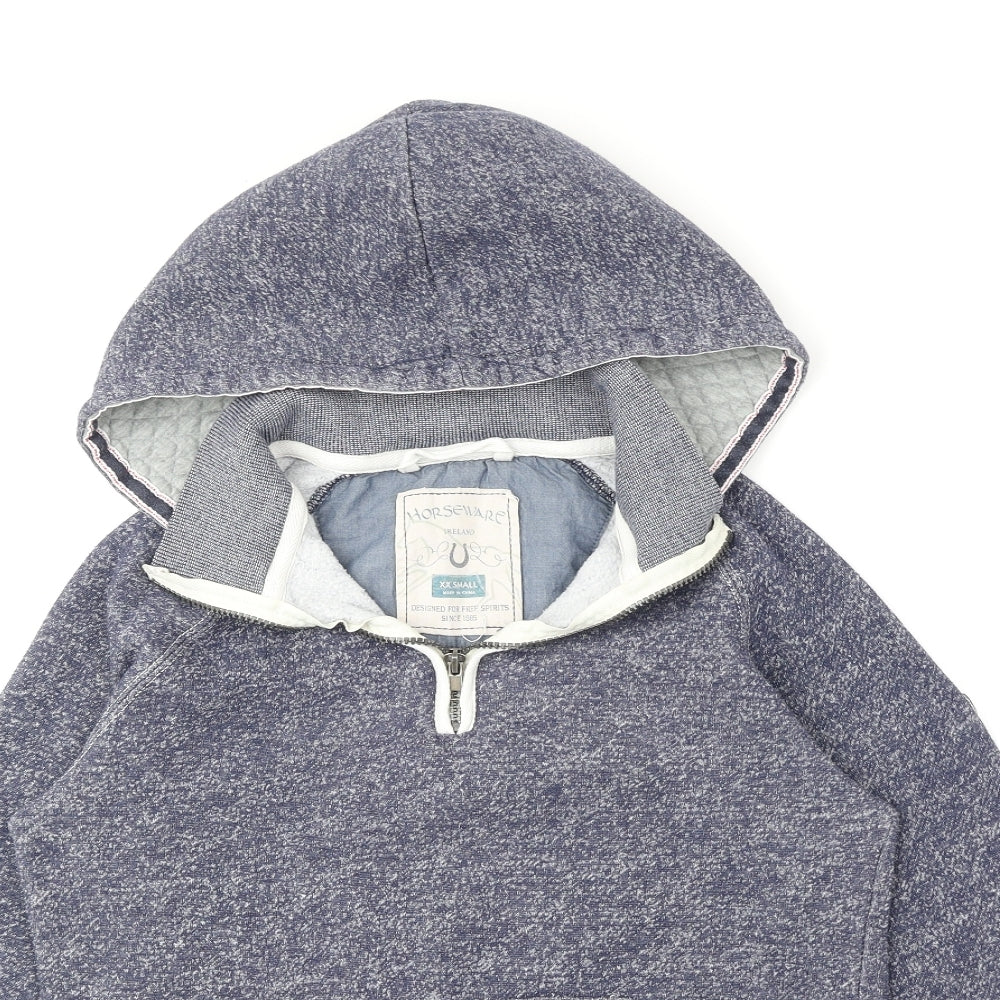 Horseware Womens Blue Cotton Pullover Hoodie Size 2XS Zip